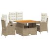vidaXL 4-delige Tuinset met kussens poly rattan beige