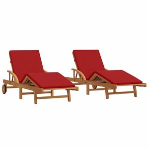 vidaXL Ligstoel 2 pcs Rood 200 x 67 x 84cm Massief acaciahout