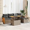 vidaXL 6-delige Loungeset met kussens poly rattan grijs