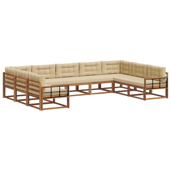 vidaXL Buiten bankenset met kussen 9 pcs Natuurlijk en Beige