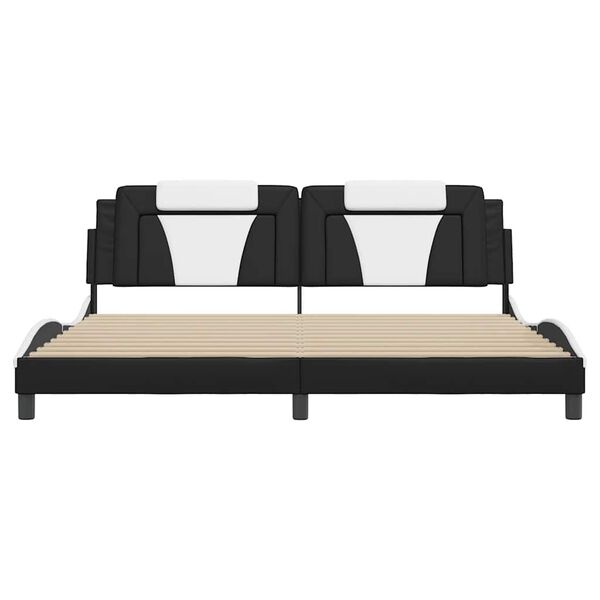 vidaXL Bedframe "Viana" zonder matras kunstleer zwart en wit 200x200 cm