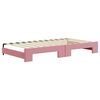 vidaXL Slaapbank met onderschuifbed en lades 100x200 cm fluweel roze