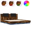 vidaXL Bedframe met hoofdbord en LED gerookt eikenkleur 180x200 cm