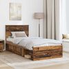vidaXL Bedframe met hoofdeinde Oudhout 100 x 200 cm Bewerkt hout
