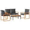 vidaXL 4-delige Loungeset met kussens poly rattan zwart