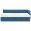 vidaXL Hoekbedframe met Matras met hoofdeinde 2 pcs Blauw Fluweel