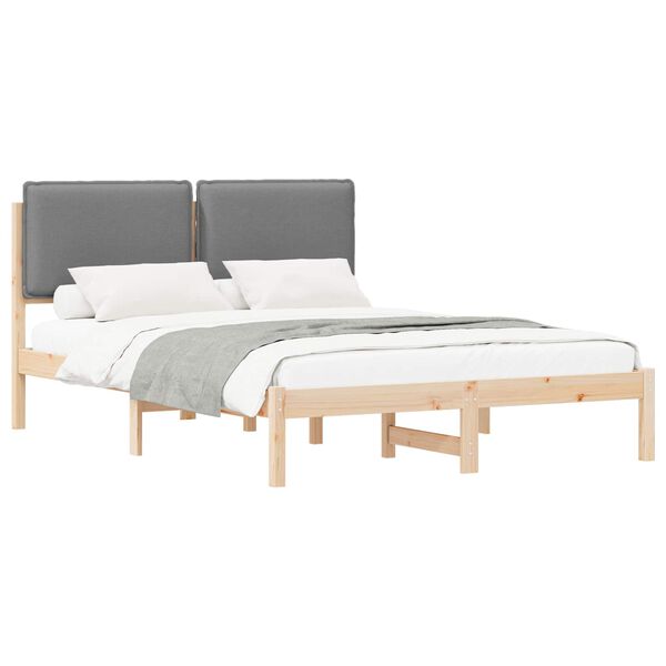 vidaXL Bedframe met Gevoerd Hoofdgedeelte Lichtgrijs 120 x 190 cm