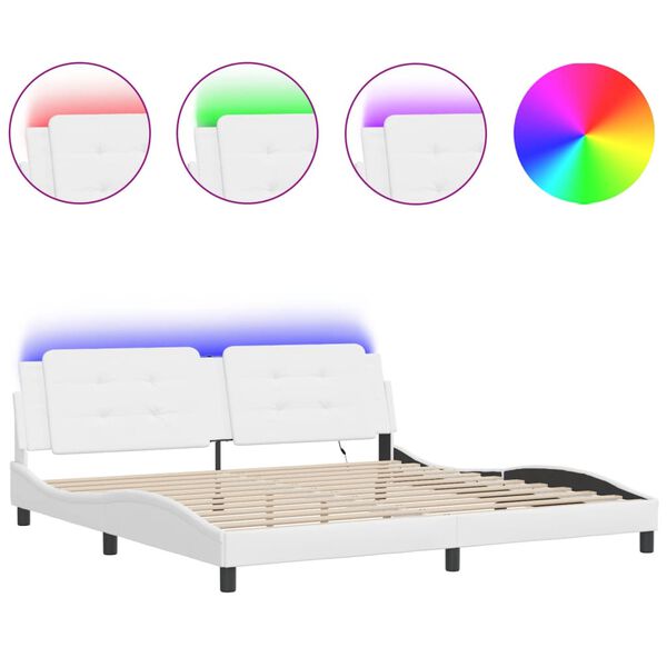 vidaXL Bedframe met LED zonder matras "Zadar" wit 200x200 cm