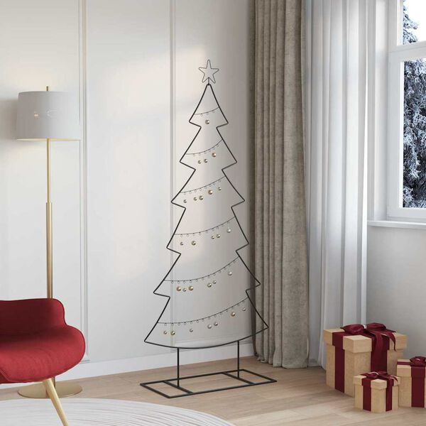 vidaXL Metalen kerstboom met standaard Zwart 180 cm Staal