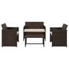 vidaXL 4-delige Loungeset met kussens poly rattan bruin