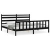 vidaXL Bedframe met hoofdbord massief hout zwart 200x200 cm