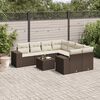 vidaXL 9-delige Loungeset met kussens poly rattan bruin
