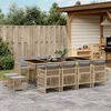 vidaXL 13-delige Tuinset met kussens poly rattan gemengd beige