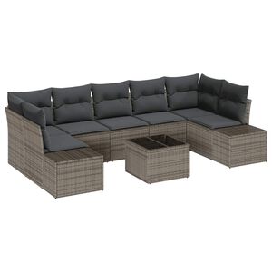 vidaXL Tuin Sofa Set met kussen met opslag 8 pcs Grijs poly rattan