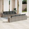 vidaXL 9-delige Loungeset met kussens poly rattan grijs