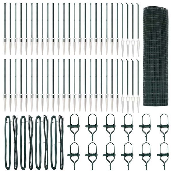 vidaXL Afrasteringspaal Groen 100 x 0,8 m (25 x 25 mm gaas)