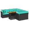 vidaXL 9-delige Loungeset met kussens poly rattan zwart