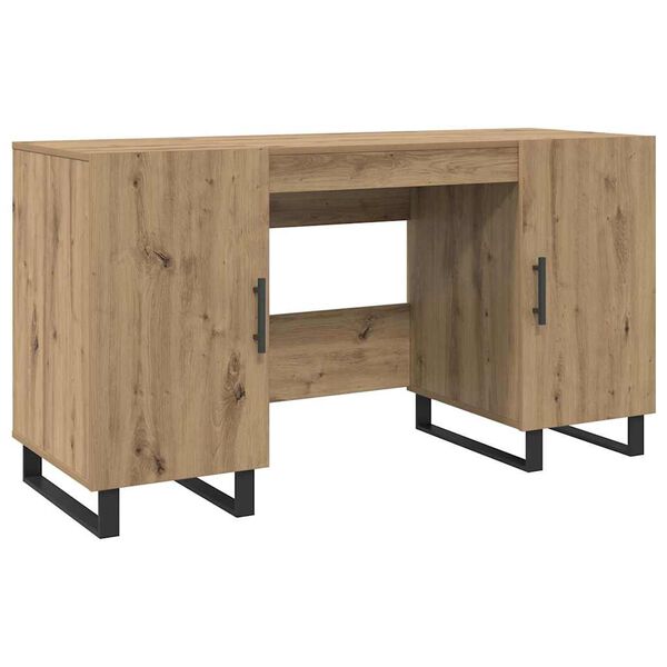 vidaXL Bureau artisanaal eikenkleurig 140 x 50 x 75 cm Bewerkt hout