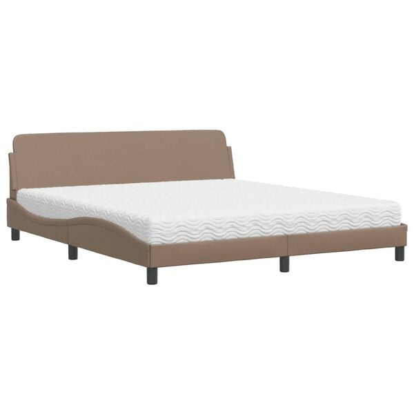 vidaXL Bed met matras "Dover" kunstleer cappuccinokleurig 180x200 cm