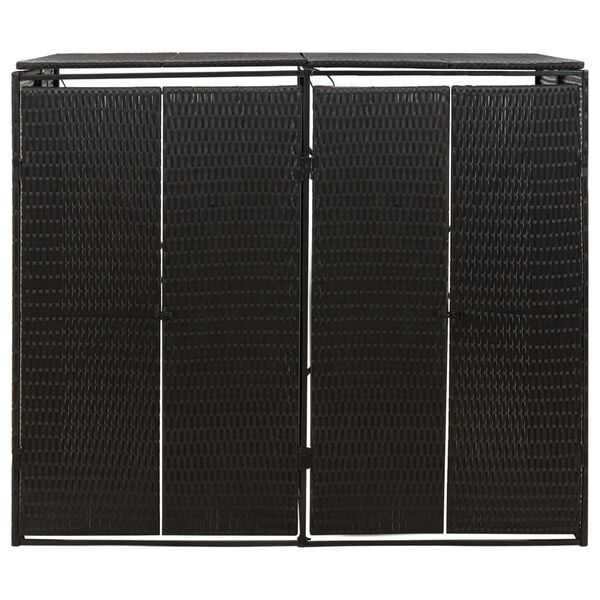 vidaXL Containerberging dubbel 140x80x117 cm poly rattan zwart
