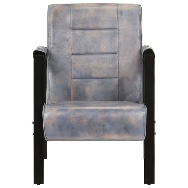 vidaXL Fauteuil 60x80x87 cm echt geitenleer grijs