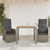 vidaXL 7-delige Bistroset met kussens poly rattan grijs