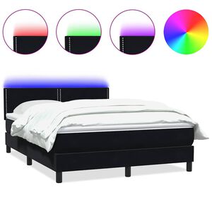 vidaXL Boxspring met matras en LED fluweel zwart 160x210 cm