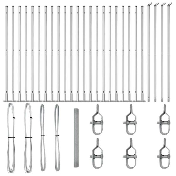 vidaXL Afrasteringspaal Zilver 50 x 1,5 m (25 x 25 mm gaas) Staal