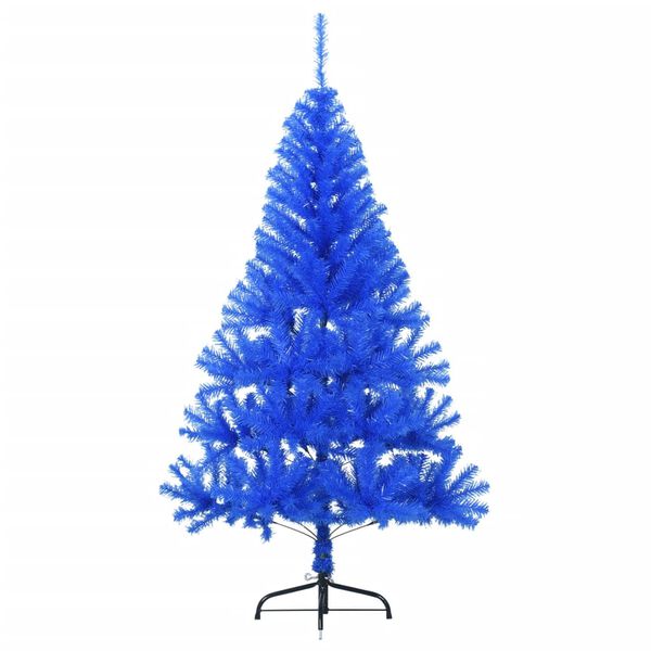 vidaXL Kunstkerstboom met standaard half 120 cm PVC blauw