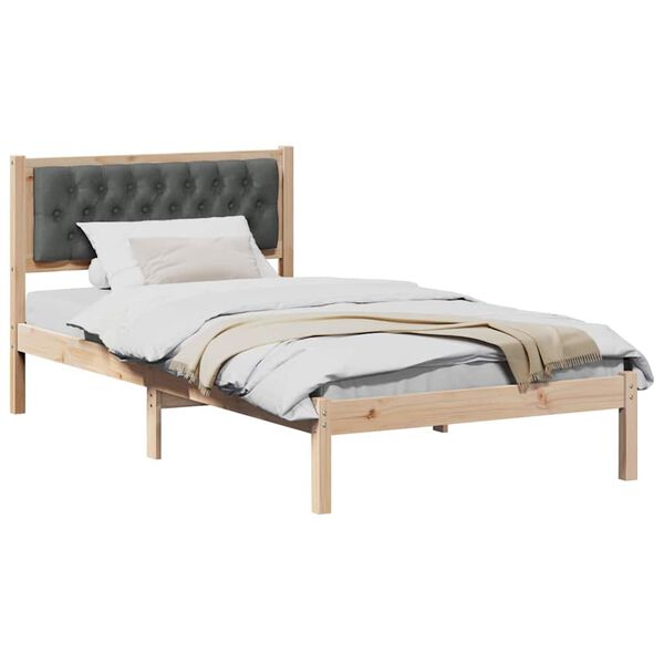 vidaXL Bedframe Donkergrijs 100 x 200 cm Massief grenenhout