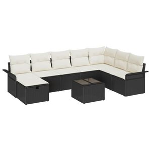 vidaXL Tuin Sofa Set met kussen met opslag 9 pcs Zwart Poly riet