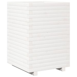 vidaXL Plantenbak 50x50x72 cm massief grenenhout wit