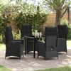 vidaXL Tuin eettafelset met kussen 5 pcs Zwart poly rattan