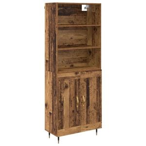 vidaXL Hoge kast Oud Hout 69,5 x 34 x 180 cm Bewerkt hout
