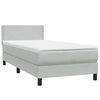 vidaXL Boxspring met matras fluweel lichtgrijs 90x210 cm