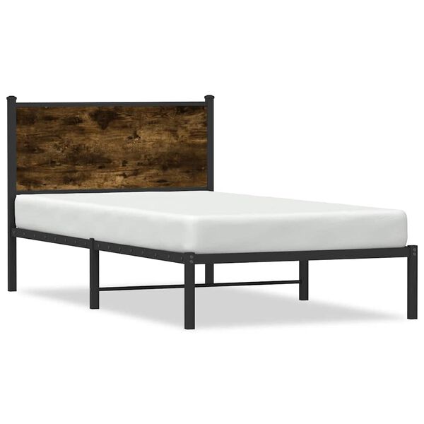 vidaXL Bedframe zonder matras metaal gerookt eikenkleurig 100x200 cm