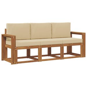 vidaXL Buiten bankenset 3 st 3-zits Natuurlijk en Beige
