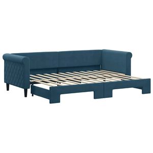 vidaXL Slaapbank met onderschuifbed 80x200 cm fluweel blauw