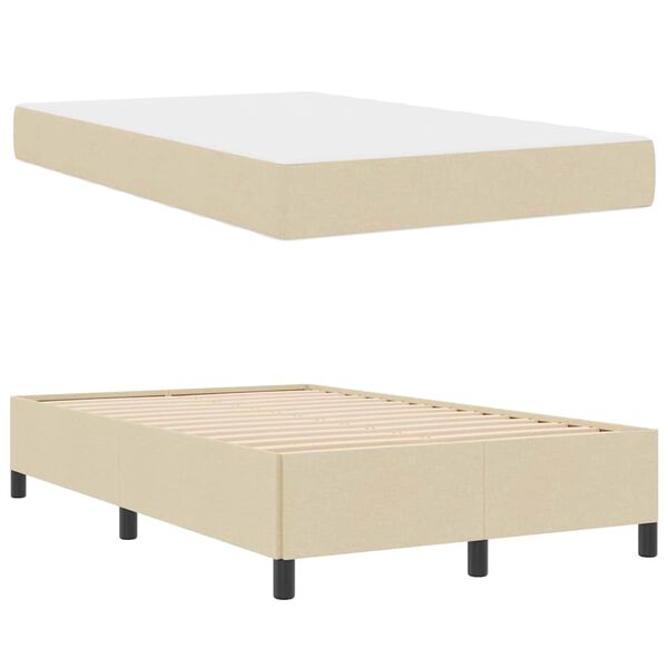 vidaXL Boxspringbed Cr&egrave;me 120 x 190 cm Stof