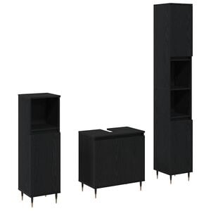 vidaXL Badkamermeubelset met opslag 3 pcs Zwart Eiken 30 x 30 x 190 cm