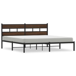 vidaXL Bedframe met hoofdbord zonder matras bruin eiken 200x200 cm
