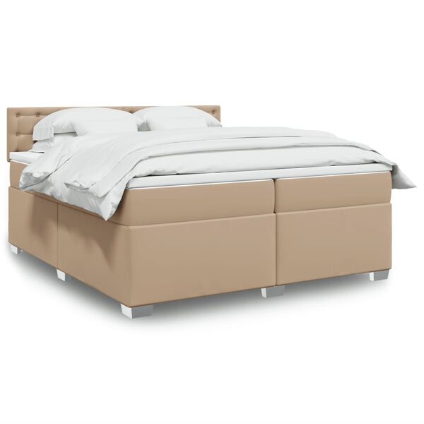 vidaXL Boxspring met matras kunstleer cappuccinokleurig 200x200 cm