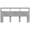 vidaXL Hoofdbordkast met LED-verlichting 200x17x102 cm betongrijs