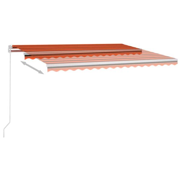 vidaXL Luifel handmatig uittrekbaar met LED 400x300 cm oranje en bruin
