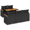 vidaXL 6-delige Loungeset met kussens poly rattan acacia zwart