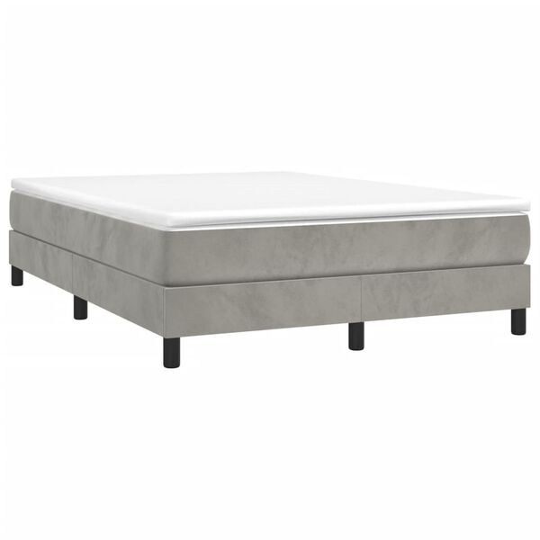 vidaXL Boxspring met matras fluweel lichtgrijs 140x190 cm