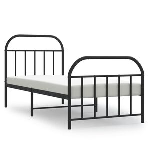 vidaXL Bedframe met hoofd- en voeteneinde metaal zwart 90x200 cm