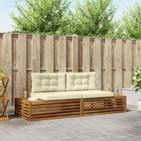 vidaXL Buiten bankenset met kussen 2 Stuk Natuurlijk en Cr&egrave;me
