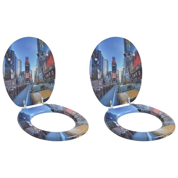 vidaXL Toiletbrillen met deksels 2 st New York MDF