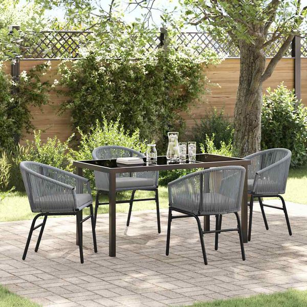 vidaXL Tuin eettafelset 5 pcs Antraciet Gepoedercoat staal